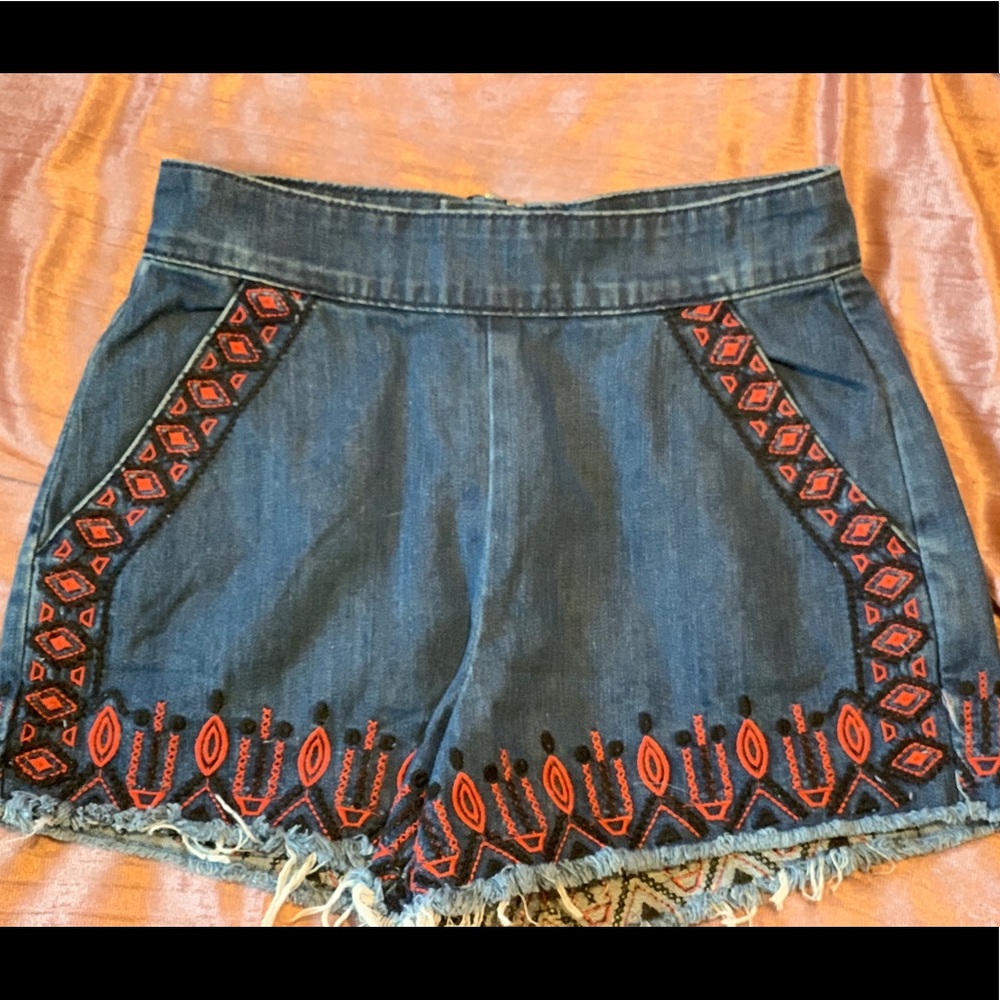 BLANKNYC Embroidered Denim Shorts Size: 25